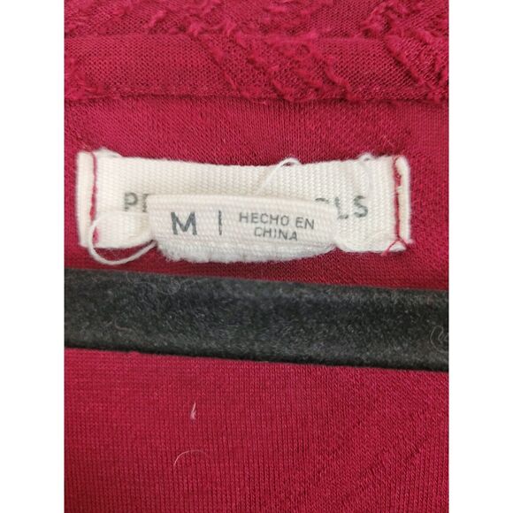 Peace & Pearls Blouse M Womens Red Short Cold Shoulder Sleeve V Neck Top - Picture 7 of 9